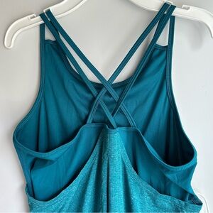 Girls All in Motion Turquoise layered tank top with criss cross back straps XL